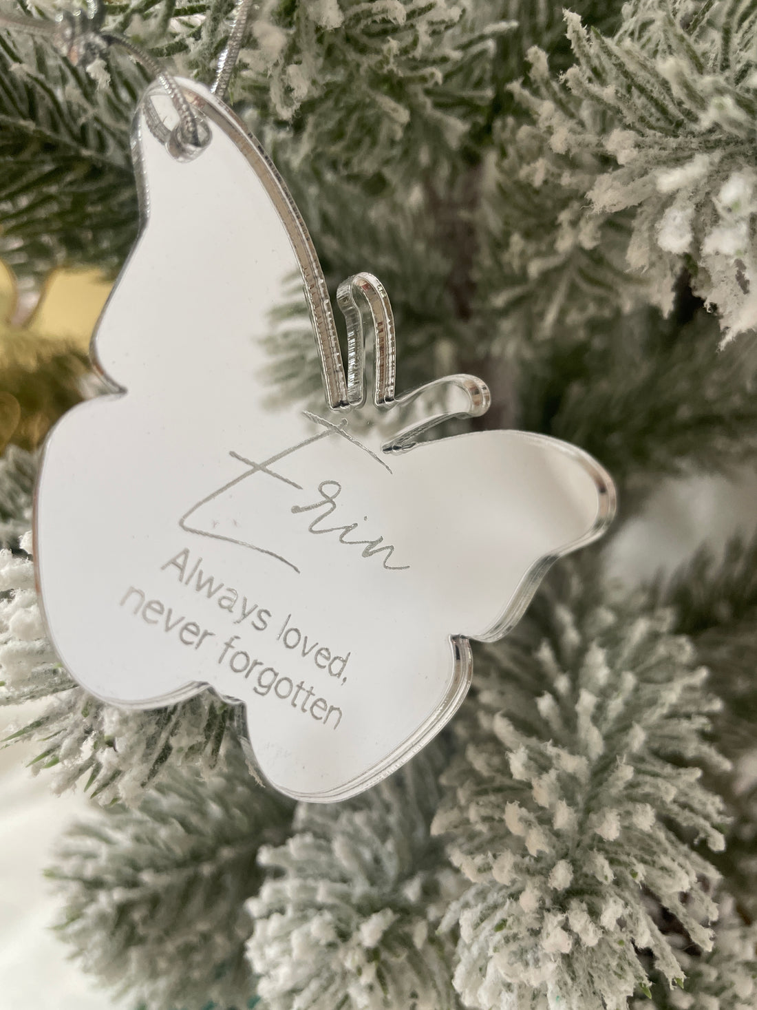Personalised In Memory Christmas Ornament – Silver or Gold Mirror Acrylic