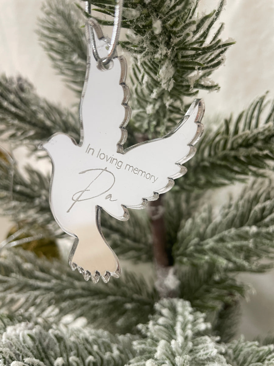 Personalised In Memory Christmas Ornament – Silver or Gold Mirror Acrylic