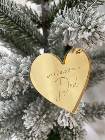 Personalised In Memory Christmas Ornament – Silver or Gold Mirror Acrylic