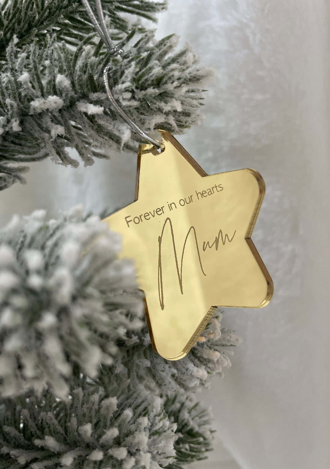 Personalised In Memory Christmas Ornament – Silver or Gold Mirror Acrylic