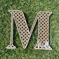 Rattan Design Initial + Acrylic Name Wall Décor