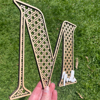 Rattan Design Initial + Acrylic Name Wall Décor