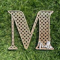 Rattan Design Initial + Acrylic Name Wall Décor
