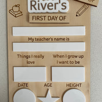 Personalised First & Last day of school boards - Interchangeable First/Last