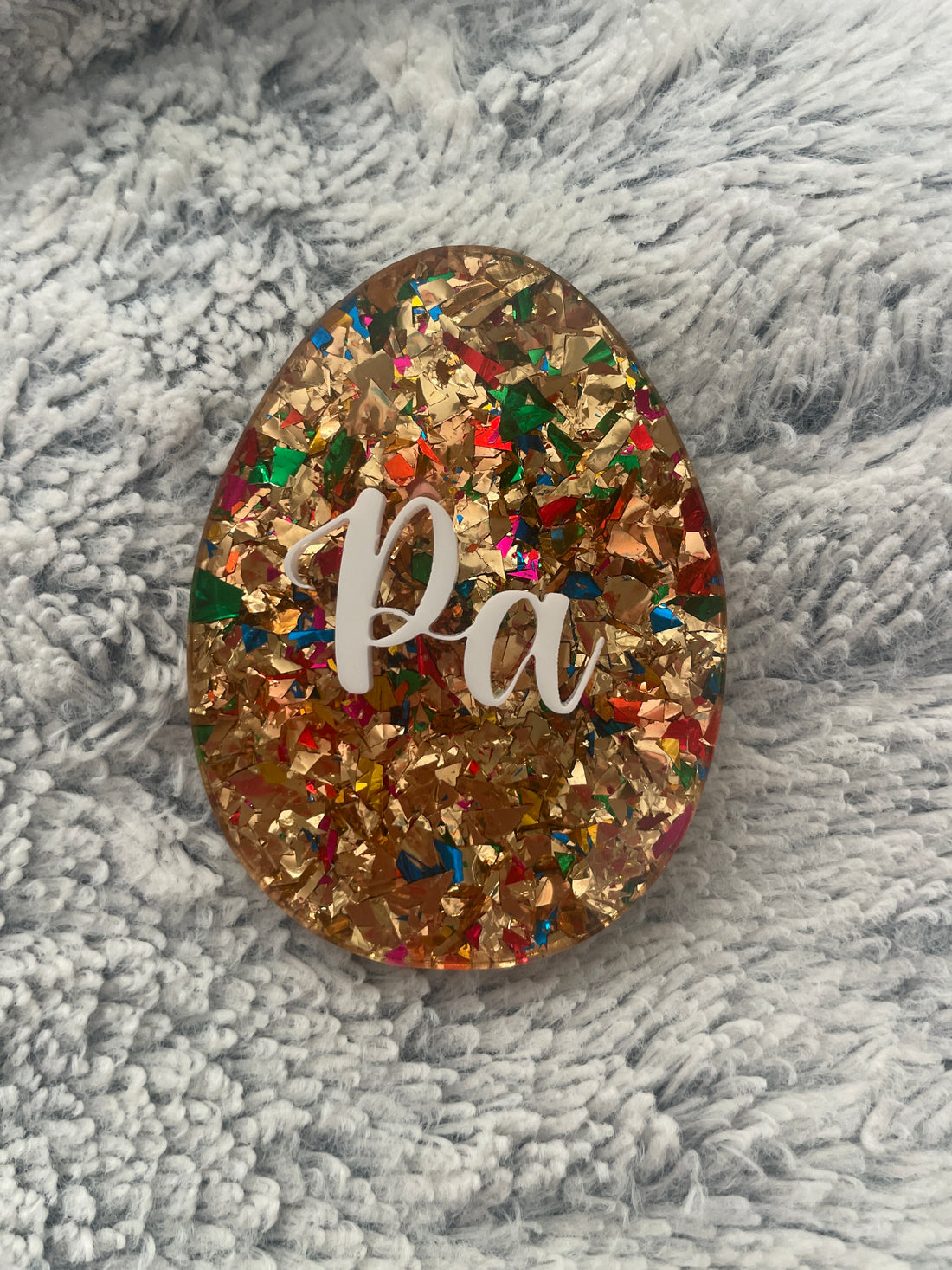 Personalised Easter Egg Table Name Tags - Chunky Glitter FREE SHIPPING