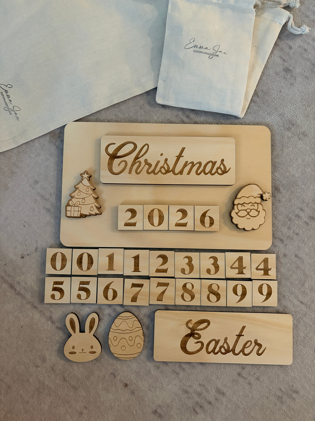 Interchangeable Holiday Photo Board | Wooden Milestone Sign | Christmas, Easter & Yearly Photo Prop