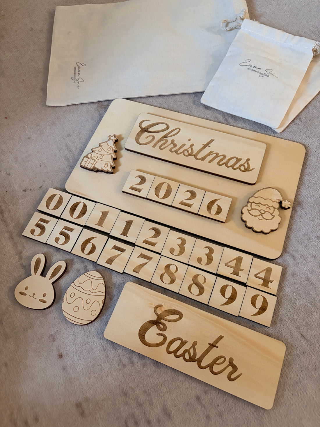 Interchangeable Holiday Photo Board | Wooden Milestone Sign | Christmas, Easter & Yearly Photo Prop
