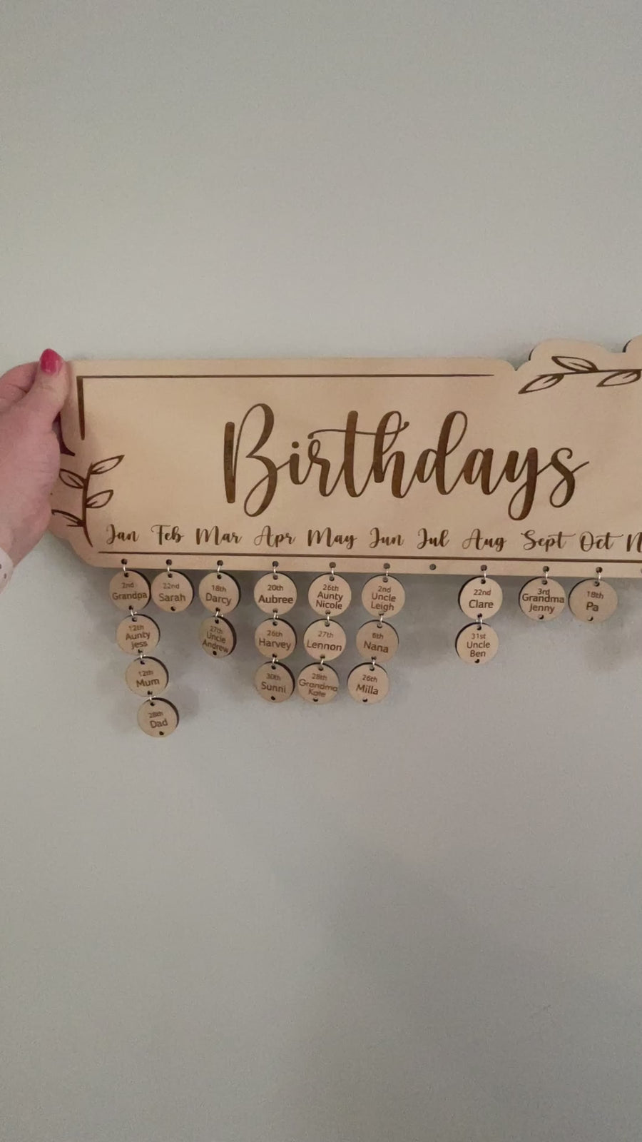 Birthday Calendar Wall Hanging