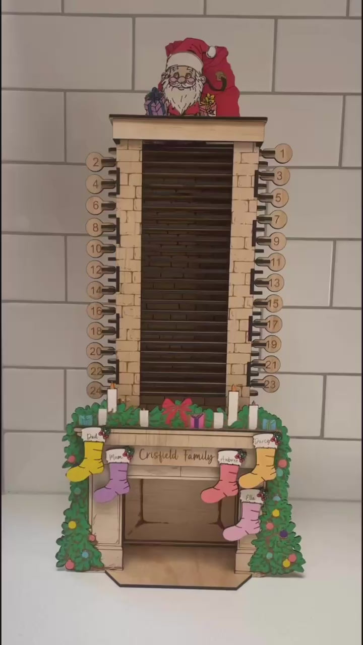 Wooden Christmas Countdown Chimney Advent Calendar