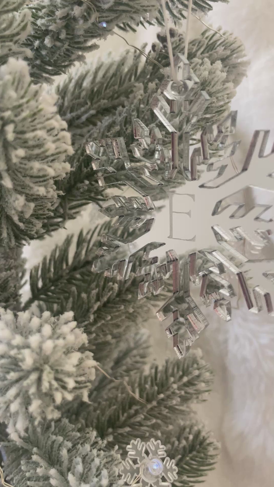 Personalised Mirror & Metallic Snowflake Decoration – Silver