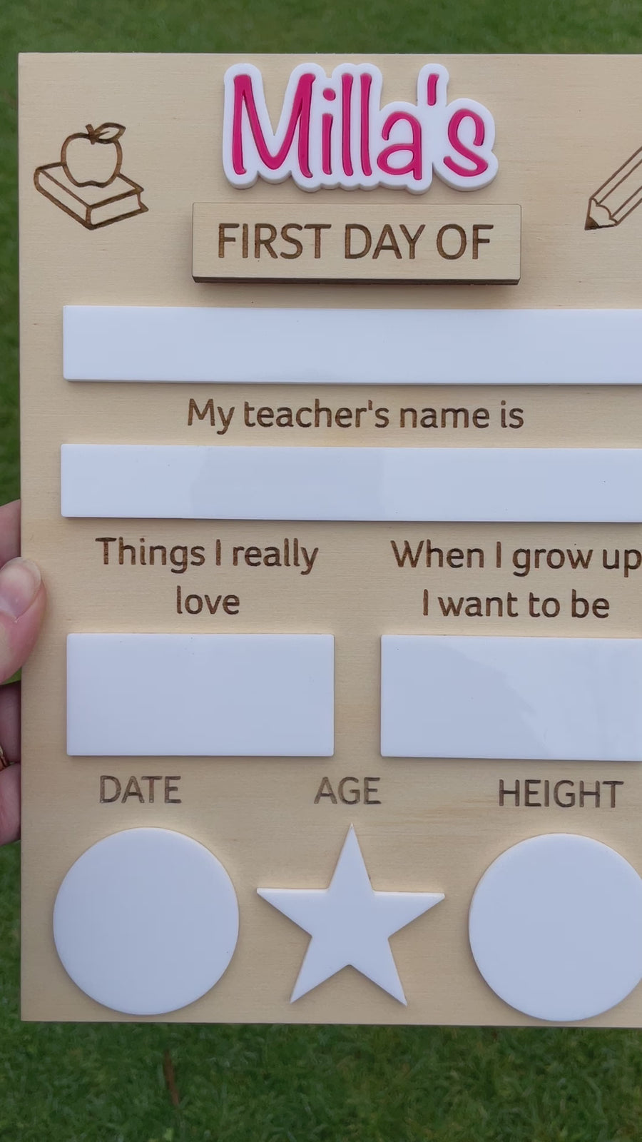 Personalised First & Last day of school boards - Interchangeable First/Last