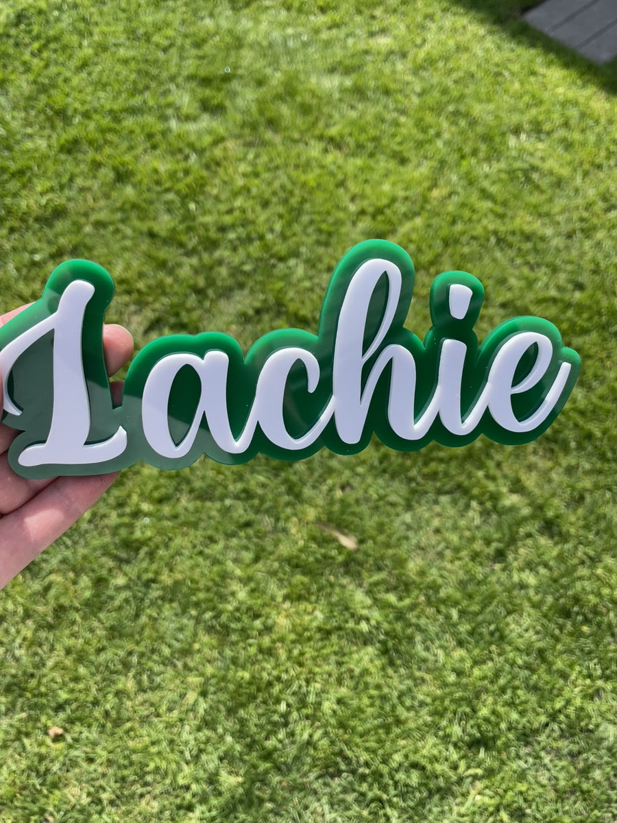 Personalised double layered name sign SMALL 7.5cm high - FREE SHIPPING