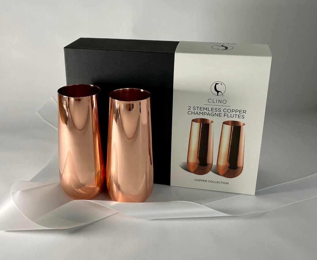 CLINQ Copper Stemless Champagne Flutes