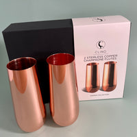 CLINQ Copper Stemless Champagne Flutes