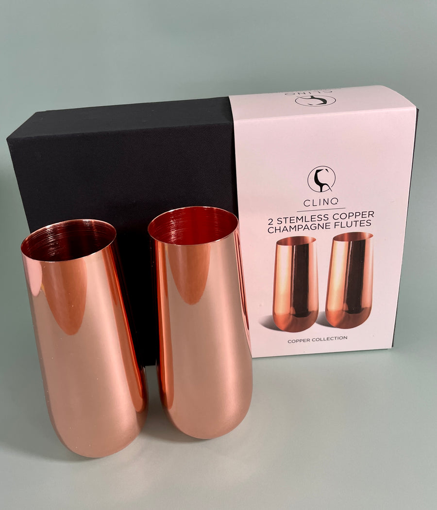 CLINQ Copper Stemless Champagne Flutes