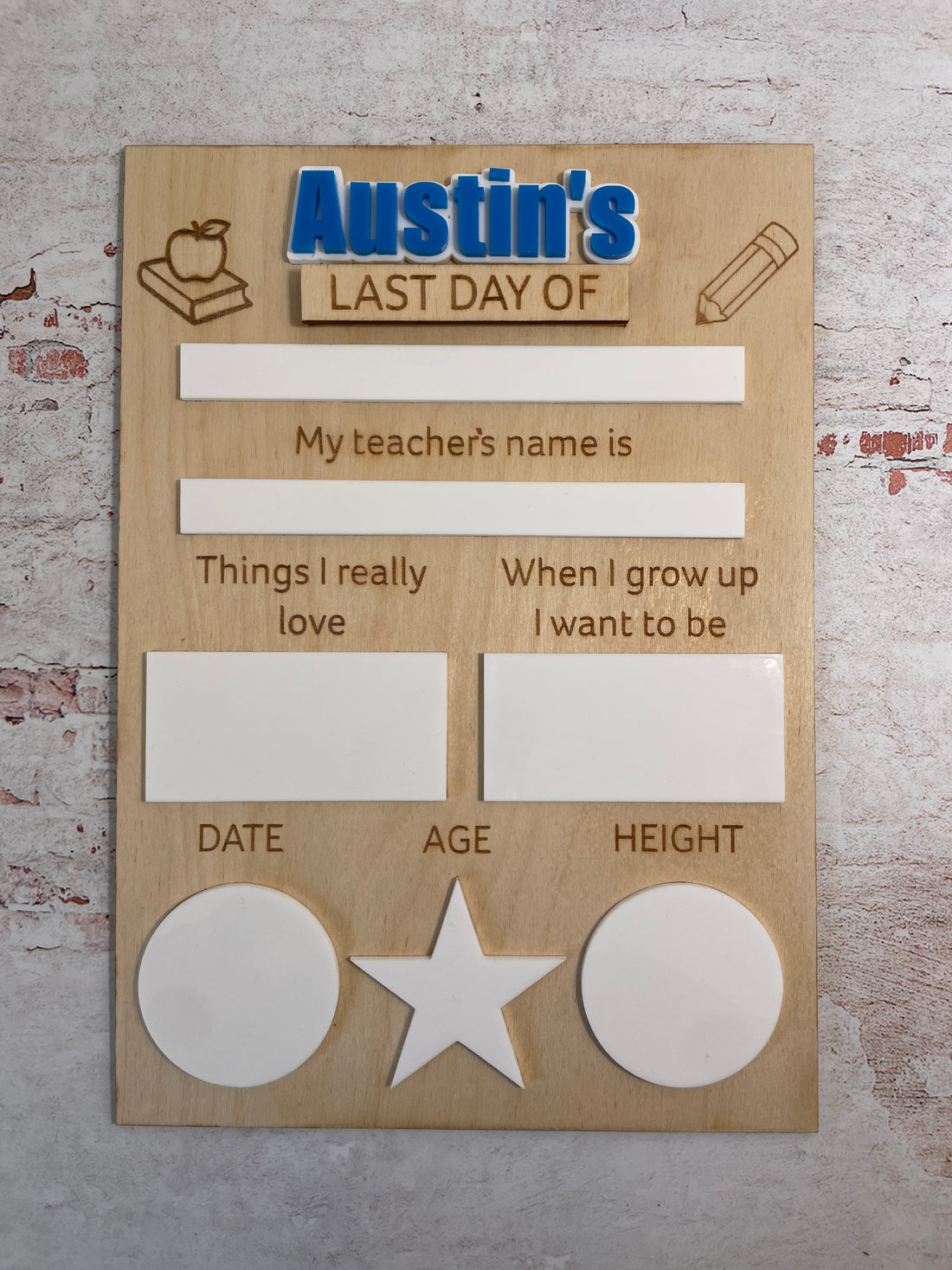 Personalised First & Last day of school boards - Interchangeable First/Last